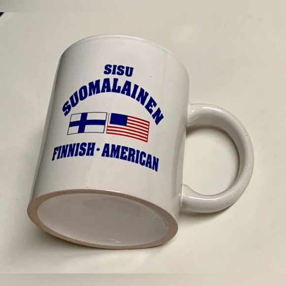 Vintage 1980s Finnish American Suomalainen National Flags Coffee Mug - Picture 8 of 12